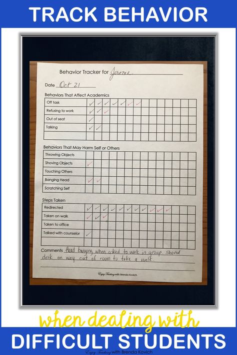 Difficult Student - Track Behavior Behavior Documentation Log, Student Behavior Tracker, Garfield Room, Behavior Documentation, Behavior Tracker, Classroom Observation, Behavior Intervention Plan, Behavior Tracking, Behavior Plans