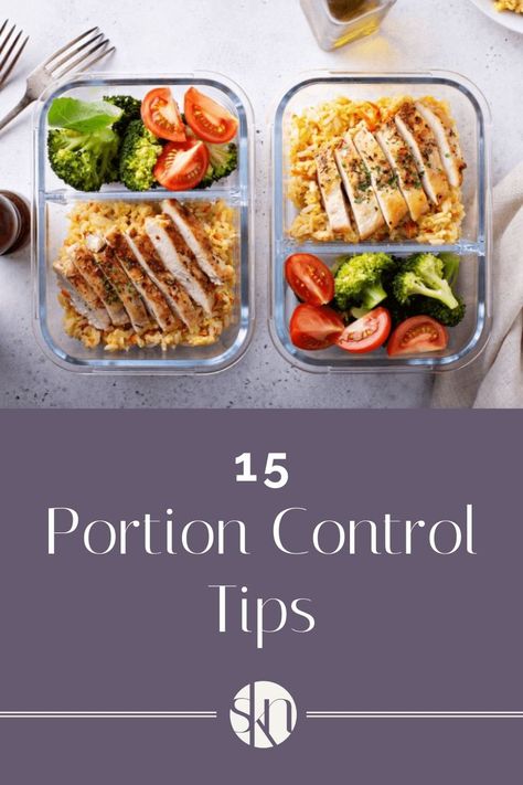 Struggle with portion sizes? Here are 15 easy portion control tips that can help you lose weight and support healthy eating overall. Meal Portions For Women, Healthy Portioned Meals, Small Portion Meal Ideas, Portion Controlled Diet, Perfect Plate Portions, Healthy Portion Sizes, Portioning Food Serving Size, Diet Portions Serving Size, Portion Controlled Plate