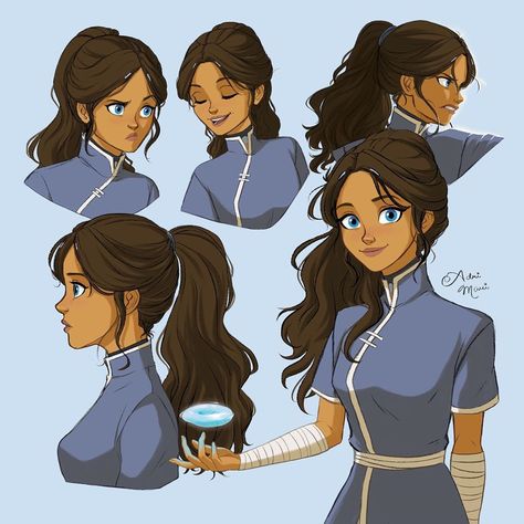 Smiling Pancake on Instagram: “I was just trying other hairstyles on Katara and, I decided to draw some poses of her with a ponytail cause' she looks good 🥰✨✨ - #katara…” Katara Hairstyle, Fan Art Avatar, Disney Character Drawings, Avatar The Last Airbender Funny, Avatar Series, Avatar Cartoon, The Last Avatar, Avatar Fan Art, Disney Princess Drawings