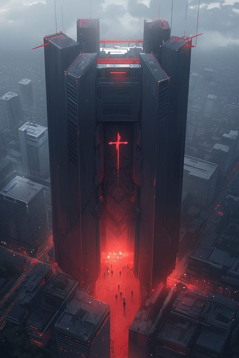 An Ominous Giant Monolithic Structure Megastructures Concept Art, Monolithic Architecture, Dark Environment, Sci Fi Facility, Mega Structure, Mega Structures Concept Art, Sci Fi Tower, Sci Fi Structure, Cyberpunk Megastructure