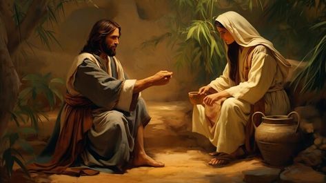 The Samaritan Woman, Youtube Photo, Biblical Images, Samaritan Woman, The Samaritan, Ellen G White, Christ Artwork, Christian Illustration, Jesus Christ Artwork