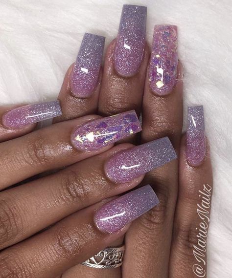 Purple Glittery Nails, Ombré Glitter Nails, Ombré Glitter, Glitter Nail Designs, Glittery Nails, Nail Design Inspiration, Hot Girl Summer, Nail Designs Glitter, Glitter Ombre