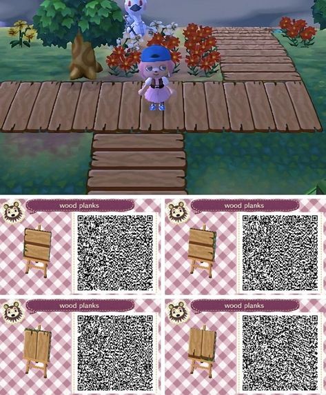 Acnl Qr Codes Paths, Codes For Animal Crossing, Acnh Pattern, Acnl Paths, Wood Path, Wooden Path, Motif Acnl, Animal Crossing 3ds, Ac New Leaf