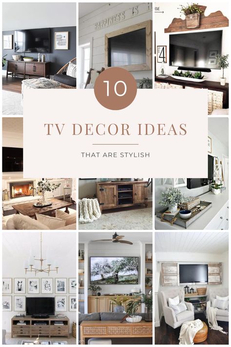 Decorate Tv Wall Living Room Mounted, How To Decorate Tv Wall In Living Room, How To Decorate Tv Console, Decorating Around A Tv On The Wall, Rustic Tv Wall Ideas, Modern Farmhouse Tv Wall, Decorate Tv Wall Living Room, Joanna Gaines Farmhouse Living Rooms, Modern Farmhouse Living Room Joanna Gaines