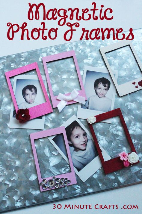 Magnet Picture Frames Diy, Magnetic Photo Frame, Instax Crafts, Homemade Photo Frames, Instax Ideas, 30 Minute Crafts, Kids Picture Frames, Instax Frame, Small Photo Frames