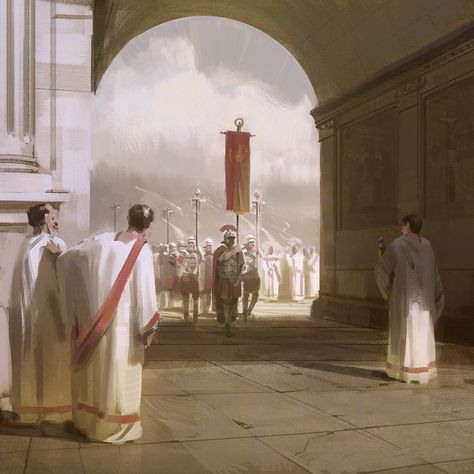 Roman Entrance by Nick Gindraux on ArtStation. Imperiul Roman, Roman Warriors, Roman Legion, Roman Republic, Roman Era, History Notes, Roman Architecture, Roman Soldiers, Roman History