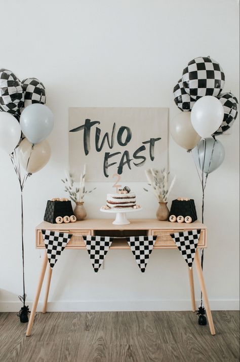 Two Bday Theme, Two Fast Birthday Party Decorations, Two Fast Party Decor, Car Theme Second Birthday, Car Second Birthday Party, Two Year Old Car Theme Birthday, Unique 2nd Birthday Themes Boy, Growing Up Two Fast Birthday Boy, Boys Second Birthday Ideas