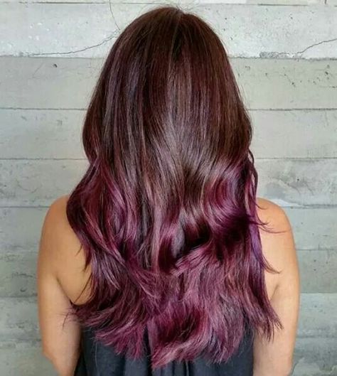 Brown and purple Long Wavy Brown Hair, Pastel Purple Hair, Wavy Brown Hair, Purple Balayage, Mermaid Hair Color, Dyed Hair Purple, Dip Dye Hair, Hair Color Options, Brown Hair Dye