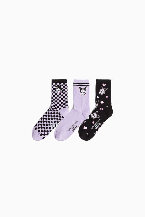 Collaborations® - Women | Bershka Kuromi Socks, Aesthetic Shoes, Socks Women, Hello Kitty, Unique Designs, Tights, Kitty, Socks, My Style