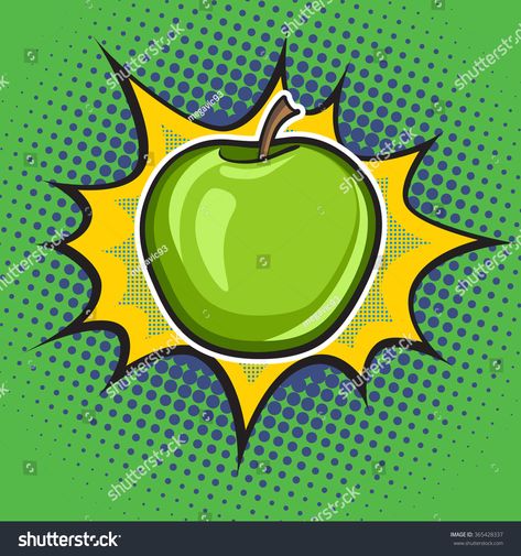 Pop Art Fruit, Craft Business Cards, Apple Pop, Apple Vector, Pop Art Retro, Art Fruit, Styled Stock, Craft Business, New Pictures