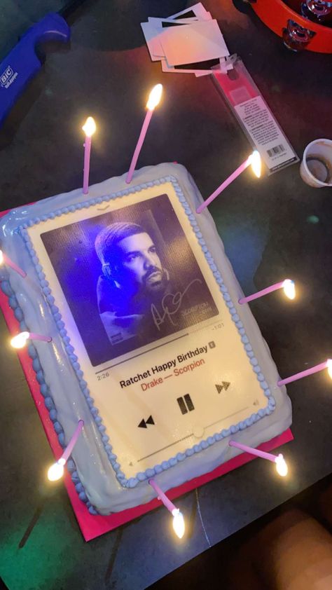 Drizzy Drake Aesthetic, Birthday Party Playlist Cover, Ratchet Birthday Cake, Drake Cake Ideas, Ratchet Happy Birthday Cake, Picture Cake Ideas, Ratchet Happy Birthday, Picture Birthday Cake, Drake Happy Birthday