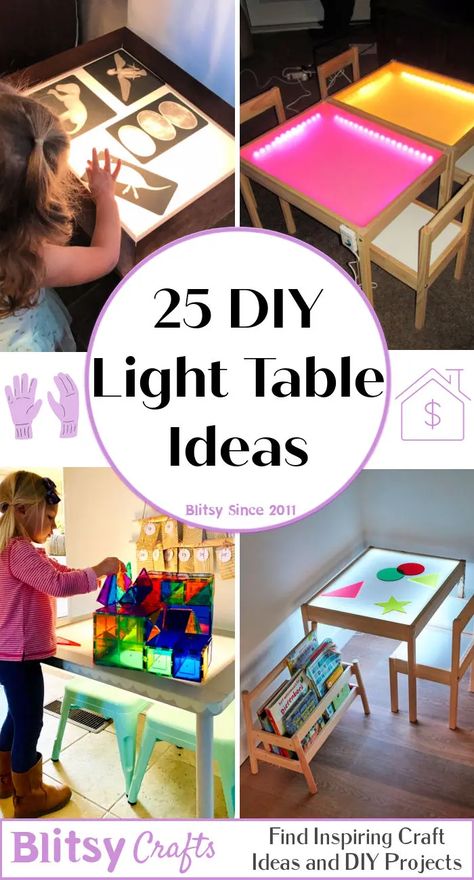 Light Table For Kids, Light Table Ideas, Light Box Activities, Diy Light Table, Ikea Flisat Table, Diy Kids Table, Light Box Diy, Sensory Lights, Train Table