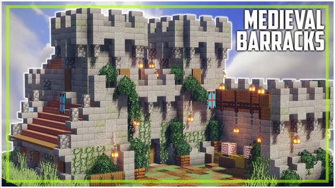 Hi everyone! today I have prepared a project of medieval barracks for you If you like my work, I encourage you to rate, comment and follow View map now! Barracks Minecraft, Minecraft Barracks, Minecraft Medieval Barn, Medival Minecraft Decorations, Minecraft Medieval Barracks, Medieval Barracks, Minecraft Castle Walls, Mideaval Minecraft Build, Prince Castle