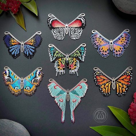 Beads Animals, Seed Bead Jewelry Patterns, Instagram Edit, Beaded Butterfly, Butterfly Wing Earrings, Beading Jewelery, Beaded Necklace Diy, Today Is The Day, Beaded Cross Stitch