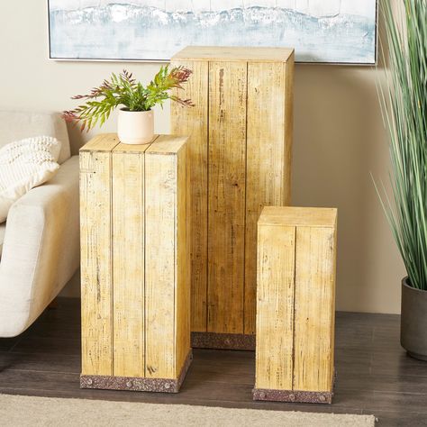 A practical yet stylish upgrade that instantly elevate the look of your room. Display your plants, decor or your favorite art piece on this beautifully crafted pedestal table. Wood Pedestal Table, Display Pedestal, Wood Plant Stand, Wood Pedestal, Plants Decor, Sofa End Tables, Room Display, Drink Table, Eclectic Interior