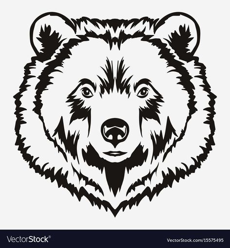 Bear Head Drawing, Bear Face Drawing, Head Cartoon, Head Drawing, Bear Vector, Bear Silhouette, Bear Drawing, Drawing Heads, Bear Head