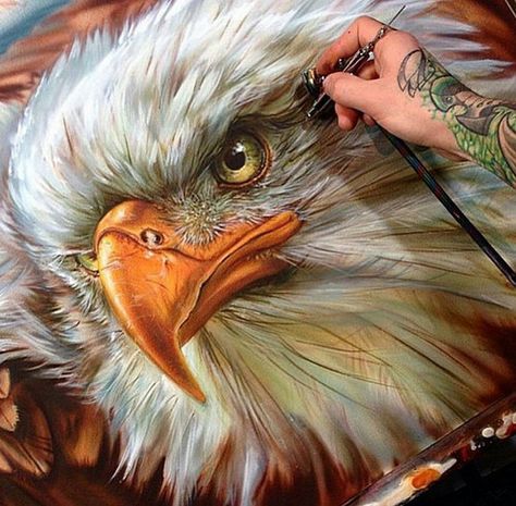 eagle painting by Derek Turcotte | See Fullimage: webneel.co… | Flickr Air Brush Art, Airbrush Painting, Eagle Drawing, Eagle Painting, Airbrush Designs, Eagle Pictures, Brush Art, Custom Airbrushing, Eagle Art