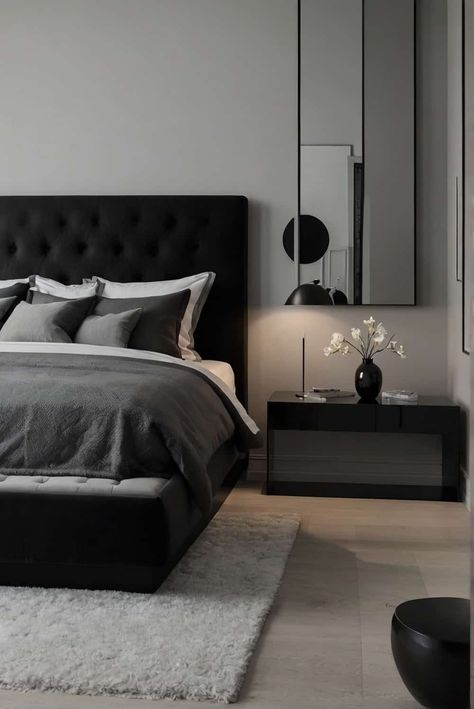 contemporary bedroom ideas in monochromatic scheme 2 Master Bedrooms Decor Cozy, Contemporary Bedroom Ideas, Creative Bedroom Decor, Chic Accent Chairs, Modern Minimalist Bedroom, Makeover Bedroom, Chloe Bennet, Modern Minimalist Style, House Aesthetic