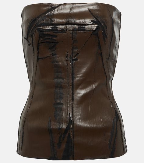 Find RICK OWENS Coated Denim Corset on Editorialist. Material: 91% cotton, 6% elastane, 3% rubber. Care instructions: hand wash. Made in Italy. Designer color name: Brown. Material II: 78% polyamide, 22% elastane. Closure: zipped back. Dess Dior, Dream Wishlist, Denim Corset Top, Coated Denim, Boned Corsets, Denim Corset, Press Tour, Black Tweed, Tumblr Fashion