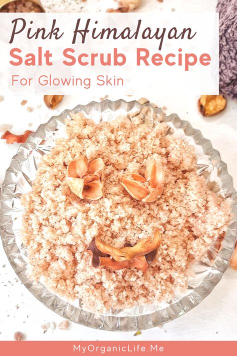 The Best Himalayan Salt Scrub Recipe - greenbeautymama.com Salt Body Scrub Recipe, Diy Salt Scrub Recipe, Pink Himalayan Salt Scrub, Homemade Coffee Scrub, Himalayan Salt Scrub, Salt Scrub Diy, Coconut Oil Scrub, Salt Scrub Recipe, Best Body Scrub