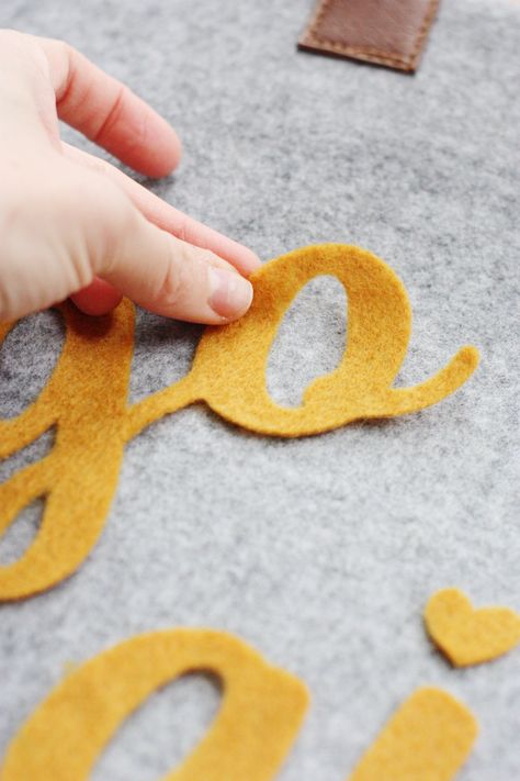 How To Make Felt Letters Diy, Felt Embroidered Sweatshirt, Felt Letter Sweatshirt, Felt Letter Embroidery, Diy Felt Letter Sweatshirt, Felt Name Banner Diy Letters, Htv On Felt, Diy Felt Name Banner, Felt Cricut Projects