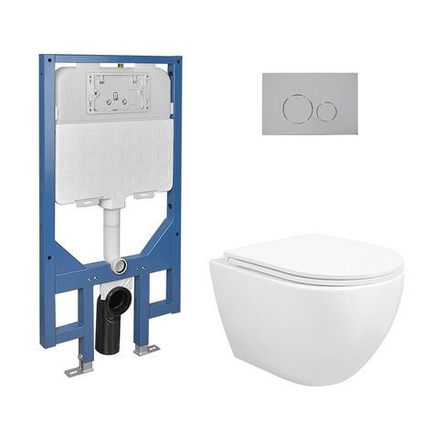 DeerValley Dual-Flush Elongated Wall Mounted Toilet With Concealed In-Wall Toilet Tank(Seat Included) & Reviews | Wayfair Toilet Plumbing, Wall Mount Toilet, Mounted Toilet, Wall Mounted Toilet, Bathroom Decoration, Wall Mount, Two Piece, Home Improvement, Wall