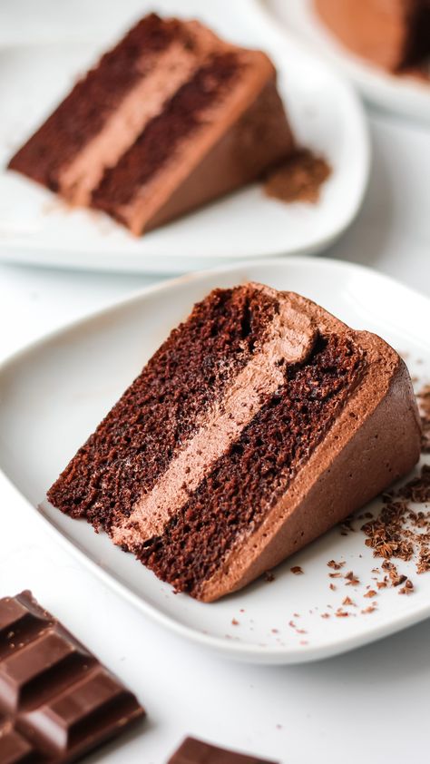 Easy Vegan Chocolate Cake, Chocolate Layer Cake Recipe, Vegan Chocolate Cake Recipe, Patisserie Vegan, American Chocolate, Vegan Chocolate Cake, Layer Cake Recipes, Vegan Cakes, Cake Vegan