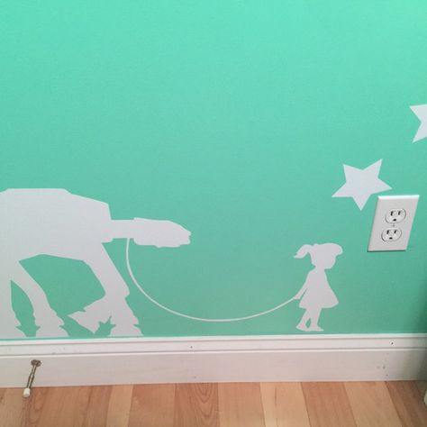 Star Wars Girls Room Girl Leading AT AT Droid Robot Baby | Etsy Star Wars Boys Room, Girls Bedroom Wall Decor, Star Wars Wall Decal, Horse Wall Decals, Baby Room Decals, Baby Nursery Wall Decor, Star Wars Nursery, Room Girl, Star Wars Room