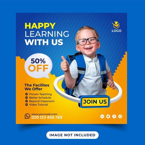 Educational Social Media Post, Admission Post, Learn English Kid, Education Flyer, School Social Media, College Banner, Banner School, School Post, Pre Primary School