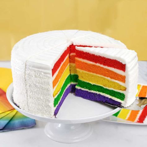 David's Cookies 9" Rainbow Cake | Costco Costco Wedding Cakes, Rainbow Cakes, 7 Birthday, Rainbow Water, Online Cake Delivery, Vanilla Icing, Rainbow Wedding, Cake Delivery, Crazy Cakes