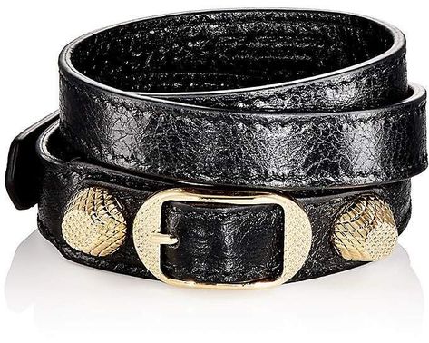 Balenciaga Women's Arena Leather Giant Double Tour Wrap Bracelet Balenciaga Jewelry, Balenciaga Bracelet, Designer Bracelets, Double Wrap Bracelet, Balenciaga Black, Jewelry Black, Brass Buckle, Wedding Jewelry Sets, Leather Accessories