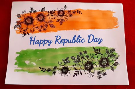 Tricolour Border Design, Republic Day Drawing Easy, Poster On Independence Day, Independence Day Drawing Ideas, Republic Day Poster, Poster Making Ideas, Republic Day Drawing, Poster Easy, Wall Magazine