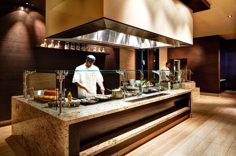 Our buffet station! #SanDiego #Dining #Restaurant #Hotel Kitchen Restaurant Design, Open Kitchen Restaurant, Restaurant Kitchen Design, Buffet Stations, Window Kitchen, Hotel Buffet, Bar Exterior, Buffet Restaurant, Kitchen Buffet