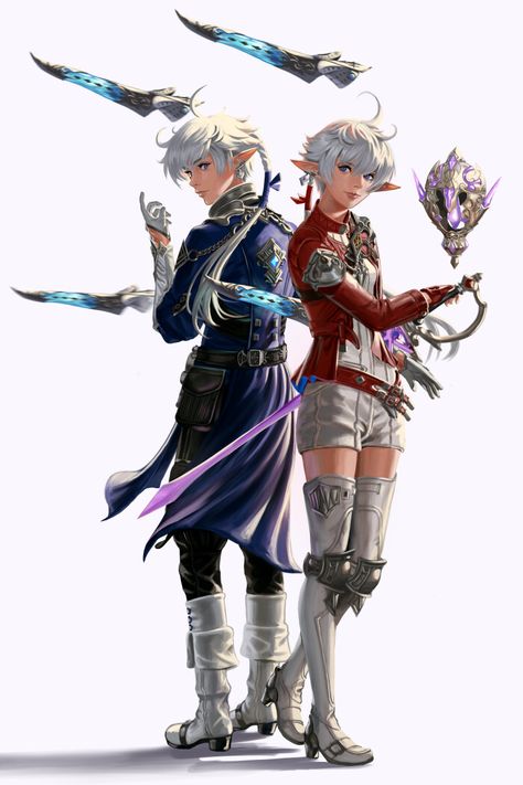 Fantasy Twins Art, Alisaie Leveilleur, D D Funny, Final Fantasy Artwork, Final Fantasy Art, Game Illustration, Final Fantasy Xiv, Realistic Art, Fantasy Series