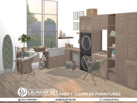 Mod Furniture, Sims 4 House Building, Modern Laundry Rooms, Teen Boy Bedroom, Sims 4 Cc Furniture, Sims 4 Build, Cc Sims, Sims 4 Houses, Sims 4 Cc