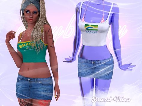 KITTEN ☾ BRAZIL VIBES SET ✰ | Patreon Brazil Vibes, Tropical Outfit, The Sims 4 Packs, Sims 4 Cc Makeup, Striped Tube Top, Sims 4 Teen, Sims 4 Characters, The Sims 4 Download, Sims4 Clothes