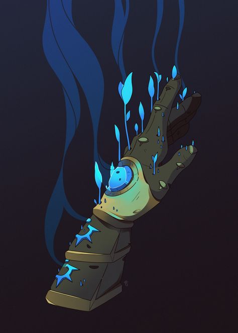 ArtStation - Ezreals forgotten Glove, Jacqueline Marguerite Fantasy Gloves Art, Magic Gauntlet Concept Art, Gloves Fantasy Art, Magic Gloves Fantasy Art, Gauntlet Art, Fantasy Gloves, Cybernetic Arm, Android Art, Fantasy Props