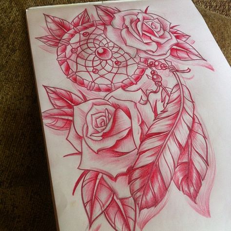 I love this idea I want it just don't know if on my side hip would look fine. Comment if u think so Atrapasueños Tattoo, Dream Catcher Tattoo, Tattoos Skull, Rose Tattoo Design, Tattoo Feminina, Feather Tattoos, Hip Tattoo, Tattoo Sleeve Designs, Tattoo Sleeve