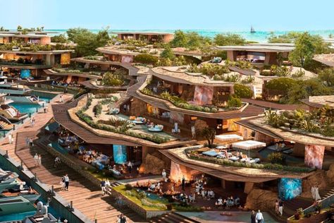 Saudi Crown Prince announced NEOM's first island development, Sindalah Sindalah Island, Resort Exterior, Future Africa, Park Concept, Luxury Island, Desert Resort, Resort Architecture, City Layout, Rustic Restaurant