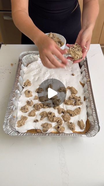 Kate Heintzelman on Instagram: "best cookie bars on earth!! 4 packages of nestle toll house chocolate chip cookies 9.5 bars of Hersey chocolate bars 2 cups melted peanut butter 10 graham crackers 3 jars of marshmallow puff 1/2 container of nestle toll house cookie dough in chunks Bake 350 for 1.5 hours, check halfway through to make sure your marshmallows are not burning." Chocolate Chip Marshmallow Bars, Nestle Cookie Dough, Peanut Butter Marshmallow Bars, Nestle Tollhouse Chocolate Chip Cookies, Nestle Chocolate Chip Cookies, Cookie Dough Desserts, Peanut Butter Smores, Tollhouse Chocolate Chip Cookies, Cookie Dough Cake