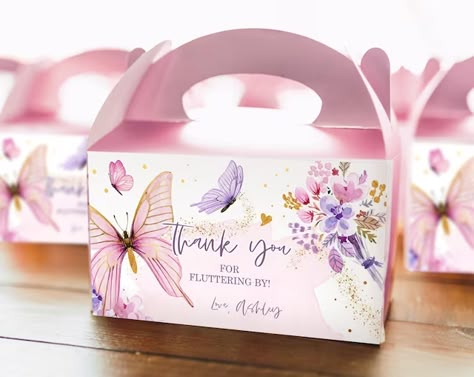 DesignMyPartyStudio - Etsy Butterfly Birthday Party, Garden Baby Showers, Butterfly Kids, Butterfly Baby Shower, Party Box, Popcorn Box, Butterfly Theme, Butterfly Birthday, Butterfly Baby