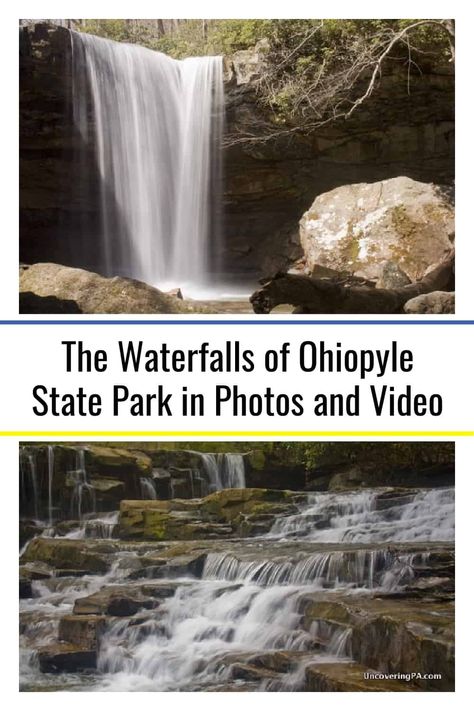 The waterfalls of Ohiopyle State Park in Pennsylvania's Laurel Highlands. #laurelhighlands #statepark #pennsylvania Pennsylvania Waterfalls, Ohiopyle State Park, Waterfall Park, Pennsylvania Travel, Waterfall Photo, Road Trippin, The Seven, State Park, Family Vacation