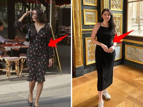 Paris Dinner, Dress For Dinner, Simple Midi Dress, Long Black Blazer, Style Influencers, Dress Like A Parisian, Parisian Outfits, Dinner In Paris, Outfit Dinner