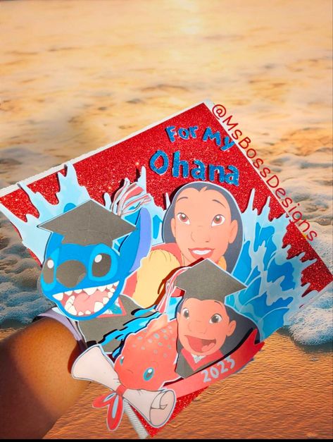 Graduation Cap Decoration Lilo And Stitch, Lilo And Stitch Cap Graduation, Lilo And Stitch Grad Cap, Finding Dory Graduation Cap, Stitch Grad Cap, Stitch Graduation Cap, Dory Graduation Cap, Graduation Cap Designs Moana, Graduation Cap Designs Dory