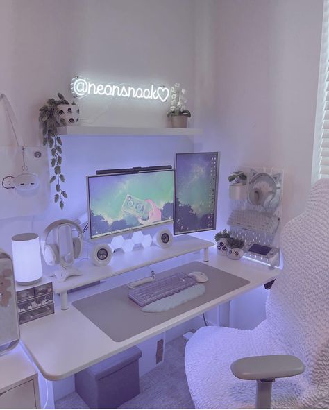 Gaming Desk Setup, Cozy Desk, Study Desk Decor, Gamer Setup, Aesthetic Desk, Gamer Room Decor, Gadgets Technology, Office Room Decor, Room Redesign