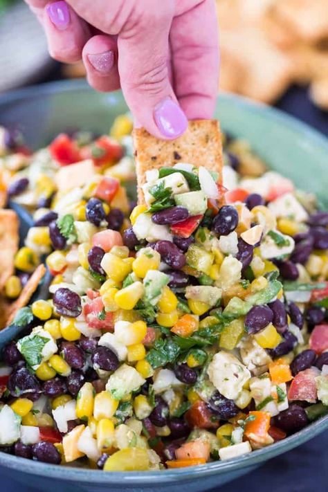 Southwest Dip, Healthy Cowboy Caviar, Corn Salad With Avocado, Avocado Cilantro Lime Dressing, Avocado Cilantro Dressing, Black Bean And Corn Salad, Bean And Corn Salad, Corn Avocado, Black Bean And Corn