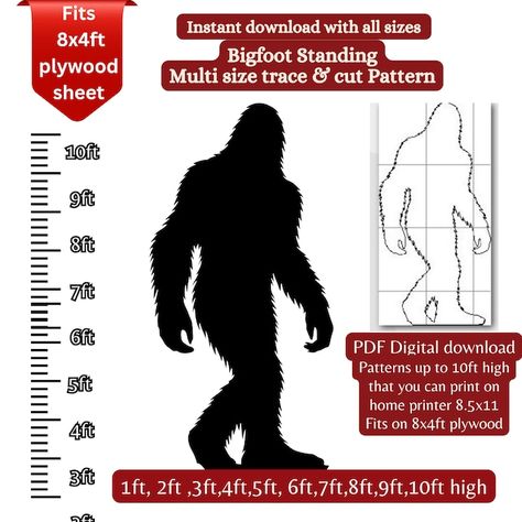 ShapeCutStudio - Etsy Bigfoot Party, Bigfoot Pictures, Bigfoot Art, Balloon Template, Engineer Prints, Event Backdrop, Silhouette Stencil, Stencil Template, Printed Pages