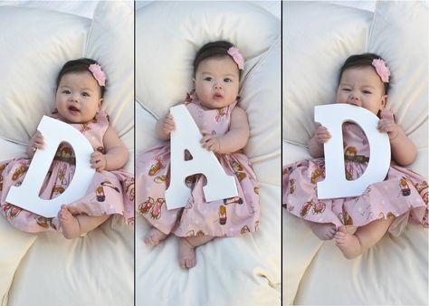 A Valentine for Daddy! Dad Photoshoot With Letters, Dad Pictures For Fathers Day, Fathers Day Baby Photoshoot, Diy Father's Day Gifts From Baby, Baby Fathers Day Gift, Baby Milestones Pictures, Idee Babyshower, Baby Milestone Photos, Newborn Baby Photoshoot