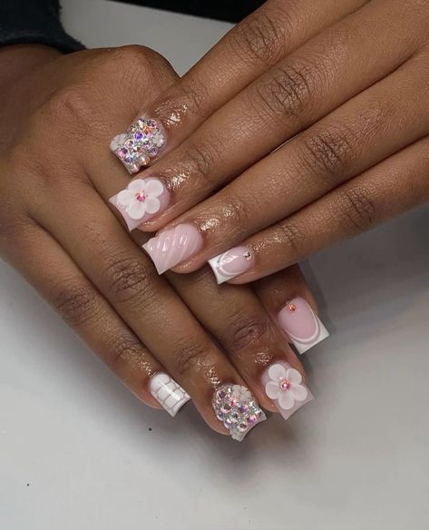 Short Acrylic Nails Square, Acrylic Nails Square, Long Acrylic Nail Designs, Nails Now, Simple Gel Nails, Colored Acrylic Nails, French Tip Acrylic Nails, Nails Square, Short Square Acrylic Nails