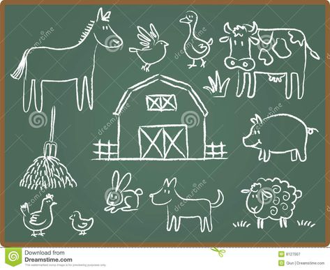 Farm Animal On ChalkBoard Royalty Free Stock Photography - Image ... Business Sign Ideas, Chalkboard Illustration, Chalk Wall Art, Kid Drawings, Fun Chalk Art, Farm Cartoon, Animal Illustration Kids, Farm Vector, Chalkboard Vector